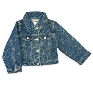 Old Navy Toddler Girls Denim Jacket Heart Print Blue Jean Coat Size 3T